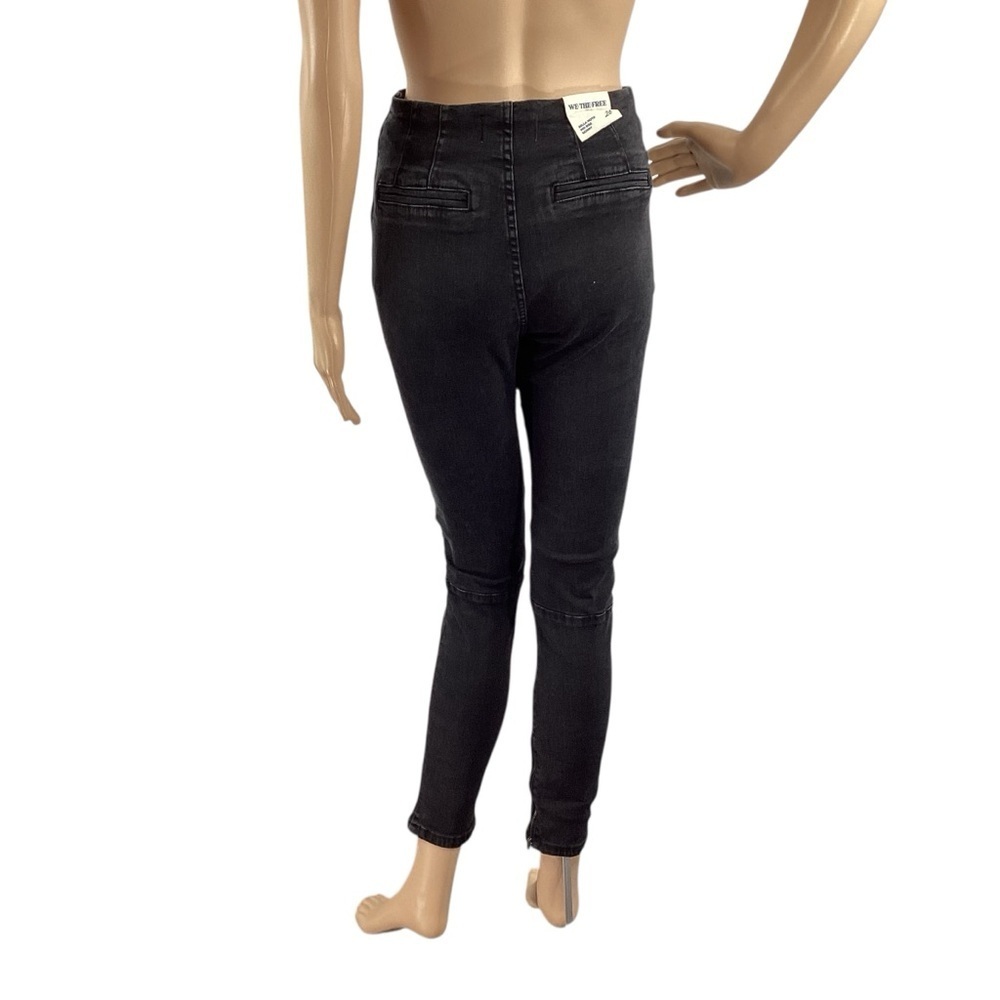 Free People We The Free Bella Moto Mid Rise Skinny Jeans Black 26 - Picture 5 of 8